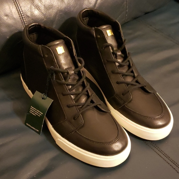 Ralph Lauren Rowling Black Leather Women's 10B - Picture 1 of 5